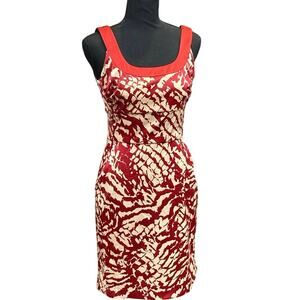 NWT Donna Ricco Satin Dress Petites Pomegranate Champagne Geo Print 6P petite